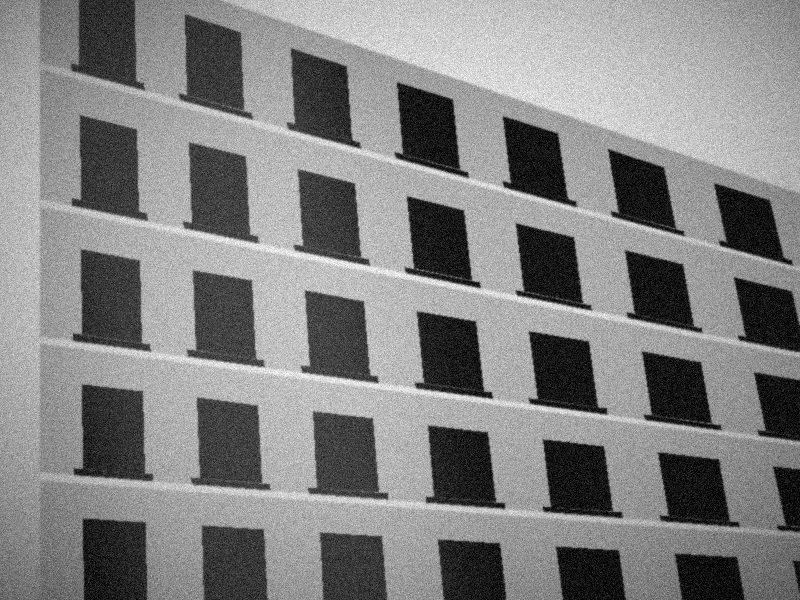 Façade d'immeuble bordelais en pierre vue en contre-plongée, noir et blanc